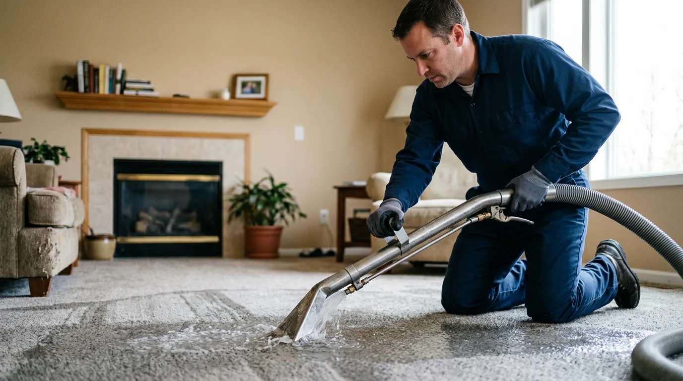 Water damage restoration technician working near Barnard, VT